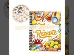 دفتر ملاحظات حلزوني بغلاف مقوى بتصميم منقوش على الطراز القديم مع مادة غلاف مقوى