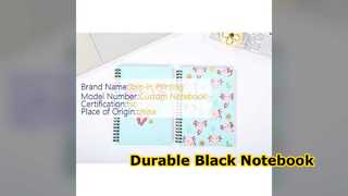 دفتر ملاحظات حلزوني أسود ذو غلاف متين وملاحظات رسم